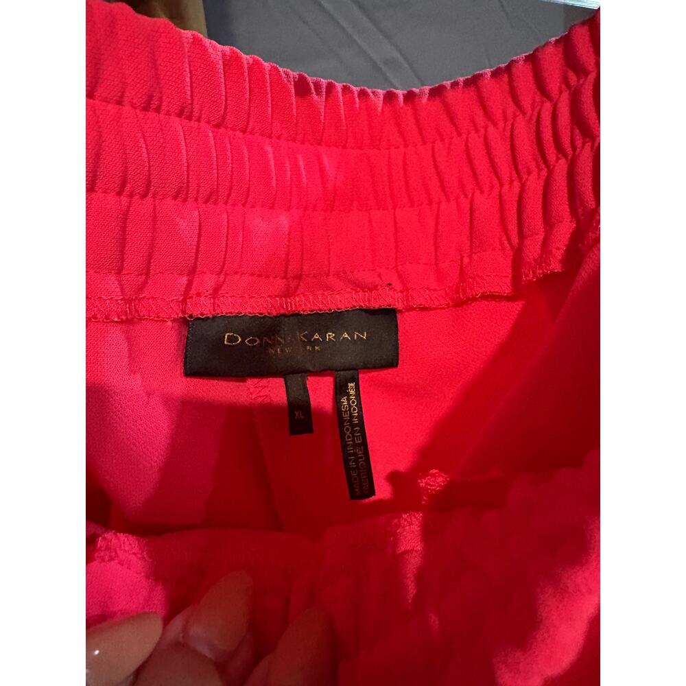 Donna Karan Hot Pink Wide Leg Pull On Pants XL Luxe Barbiecore Chic Trendy
